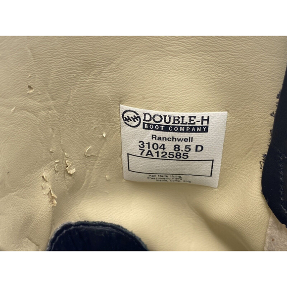 Double H Ranchwell Men's Black Cowboy Western Work Boots Black Size 8.5D‎ 3104 - Picture 10 of 11